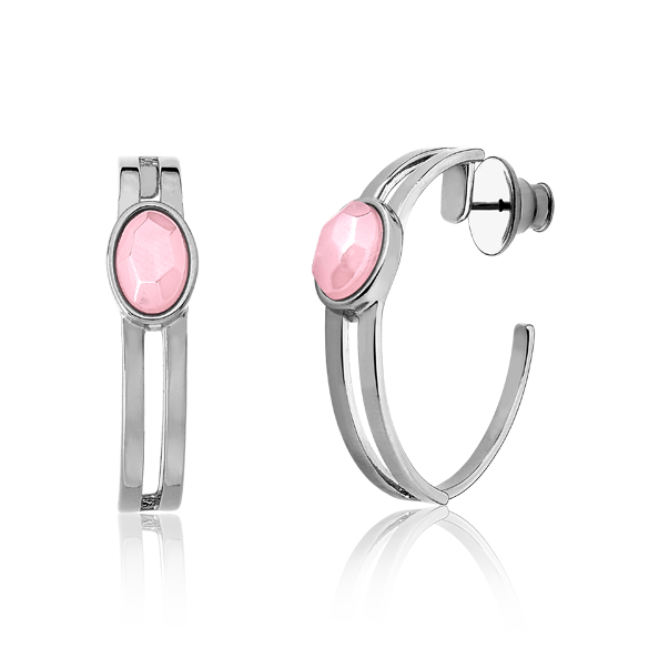 Argola Essencial Oval - Quartzo Rosa