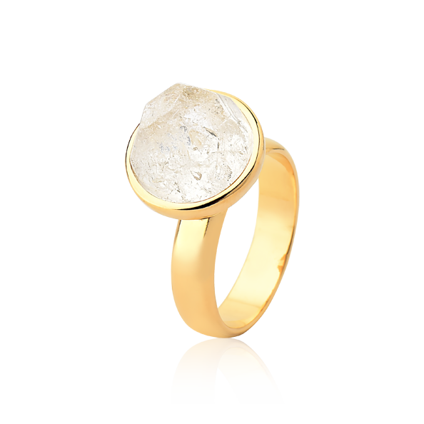 Anel Classic - Cristal de Rocha ouro 18k